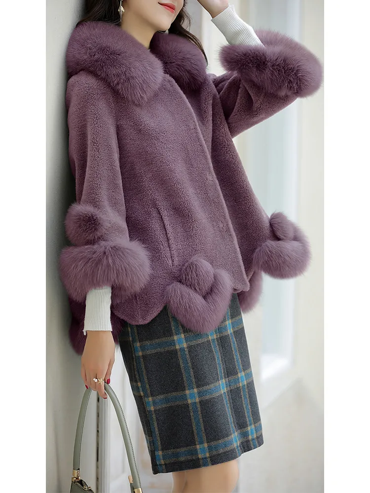 

Coat Fur Real Female Sheep Shearling Winter Jacket Women Fox Fur Collar 100% Wool Coat Women Clothes 2020 Veste Femme MY