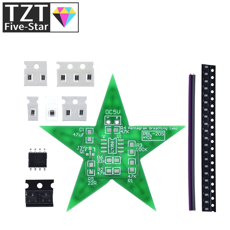 Schüler-Trainings-DIY-Kit Fünfzackiger Stern Atemlicht Farbwechsel-LED-Licht für Weihnachts-Löttraining Rot Grün Blau – Detail 9