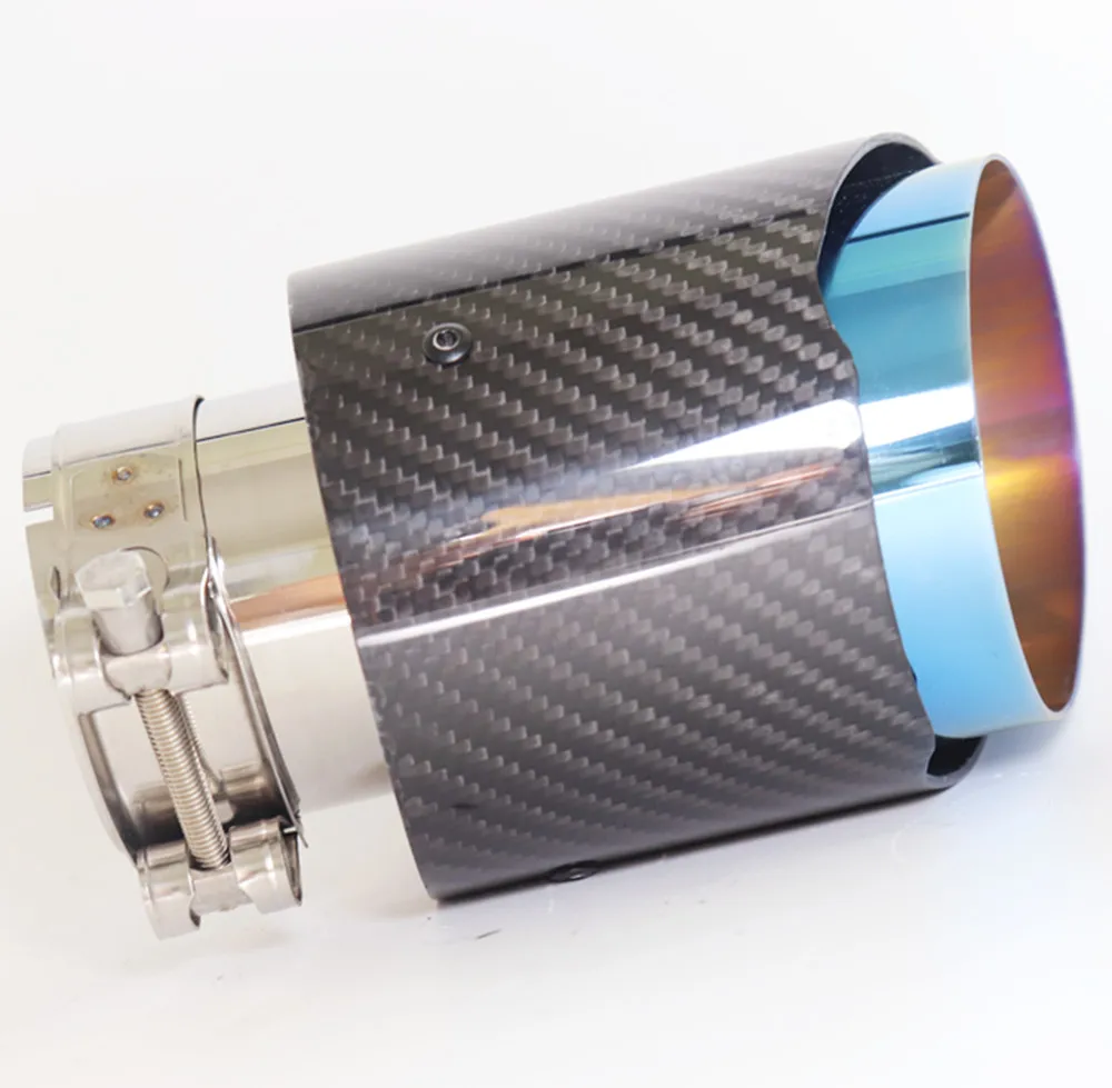 

Автомобильный глянцевый глушитель из углеродного волокна, наконечник выхлопной системы, труба, глушители, насадка, универсальная, прямая, нержавеющая, синяя
