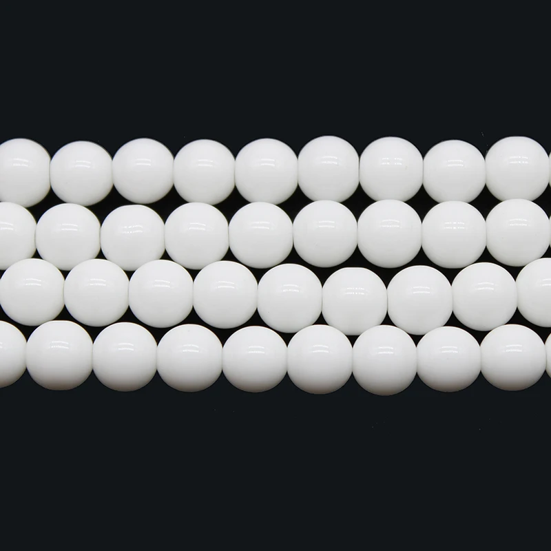 Natural Stone White Porcelain Glass Stone Beads  Loose Round Beads For Jewelry Making DIY Bracelet Accessories 15\