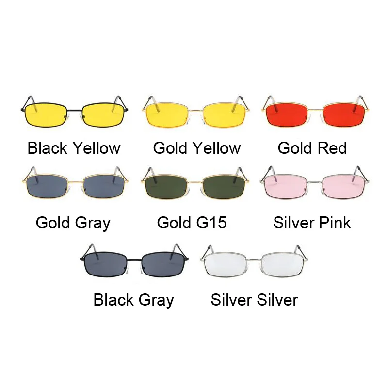 Brand Small Rectangle Sunglasses Woman Fashion Vintage Sun Glasses Female Retro Designer Metal Black Square Oculos De Sol