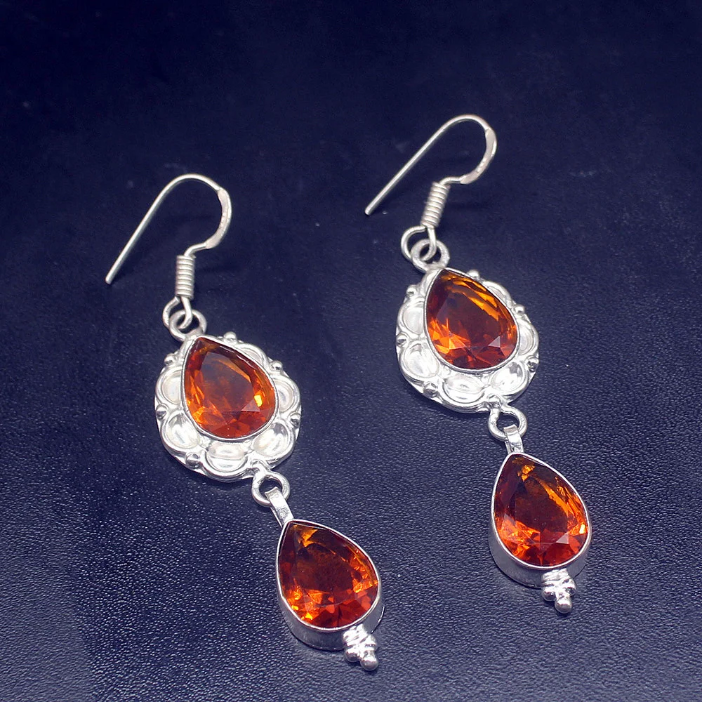 Gemstonefactory Big Promotion Unique 925 Silver Sweet Honey Topaz Sunshine Women Ladies Gifts Dangle Drop Earrings 20211895