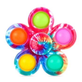Śmieszne Tie Dye Simple Fidget Spinner Finger Push Bubble Hand Spinner For ADHD Anxiety Stress Relief Sensory Party Favor For Kids