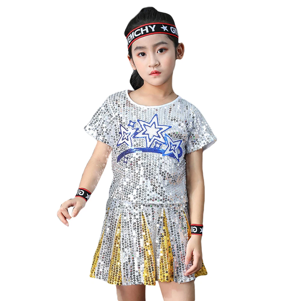 Lolanta New Kids Jazz Street Sequins Dance Costume Children Cheerleader Uniform School Activities Performance Outfits 4-14 Years