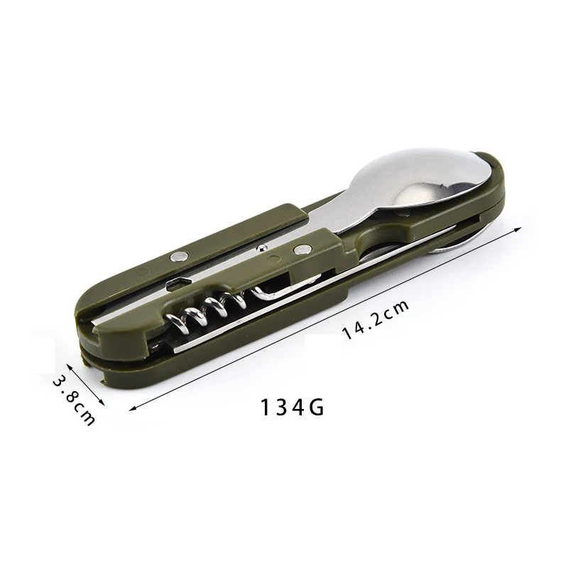 Stainless steel folding knife, fork and spoon, Multi-functional and convenient tableware, Outdoor cutlery, The Swiss knife