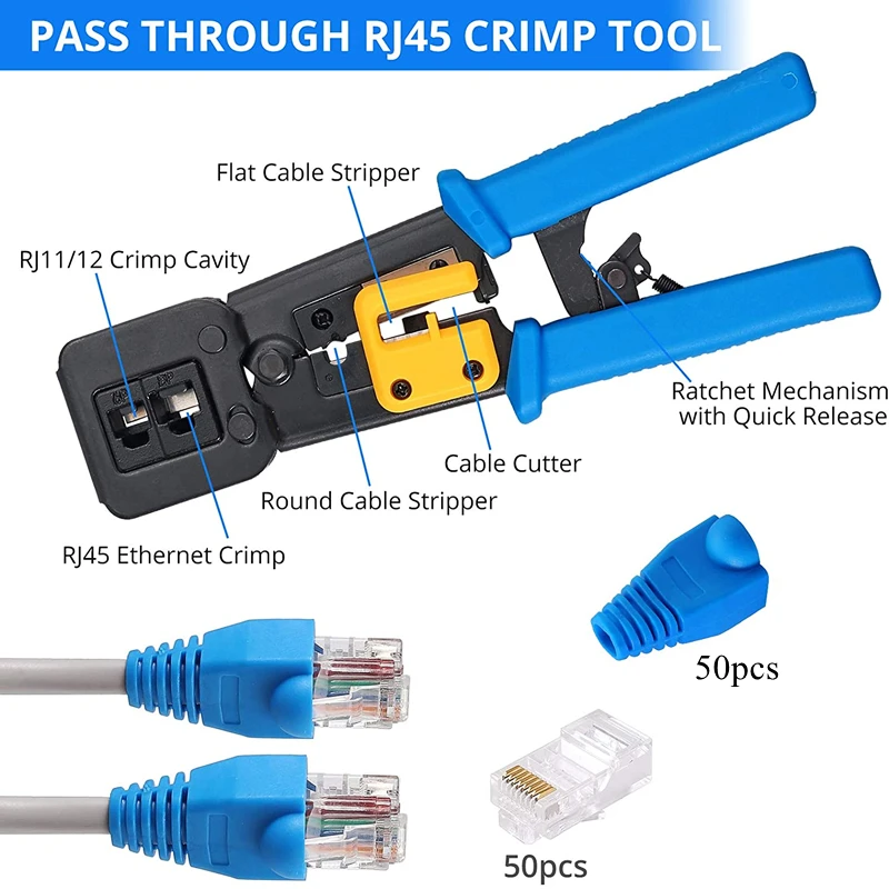 Набор обжимных инструментов для кабеля RJ11/RJ12/CAT5/CAT6/Cat5e LAN