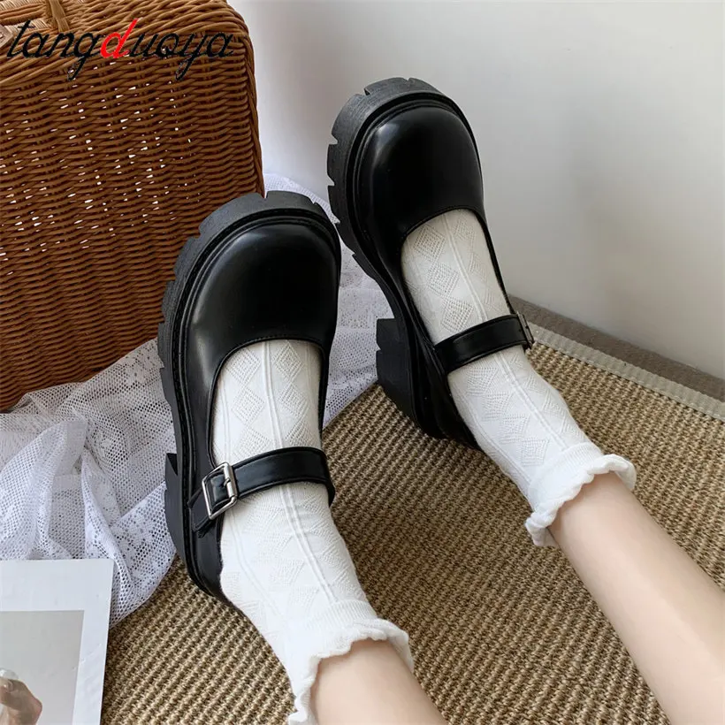 white Lolita Shoes Women Japanese Mary Jane Shoes Women Vintage Girls Students JK Uniform High Heel Platform Shoes Cosplay 43