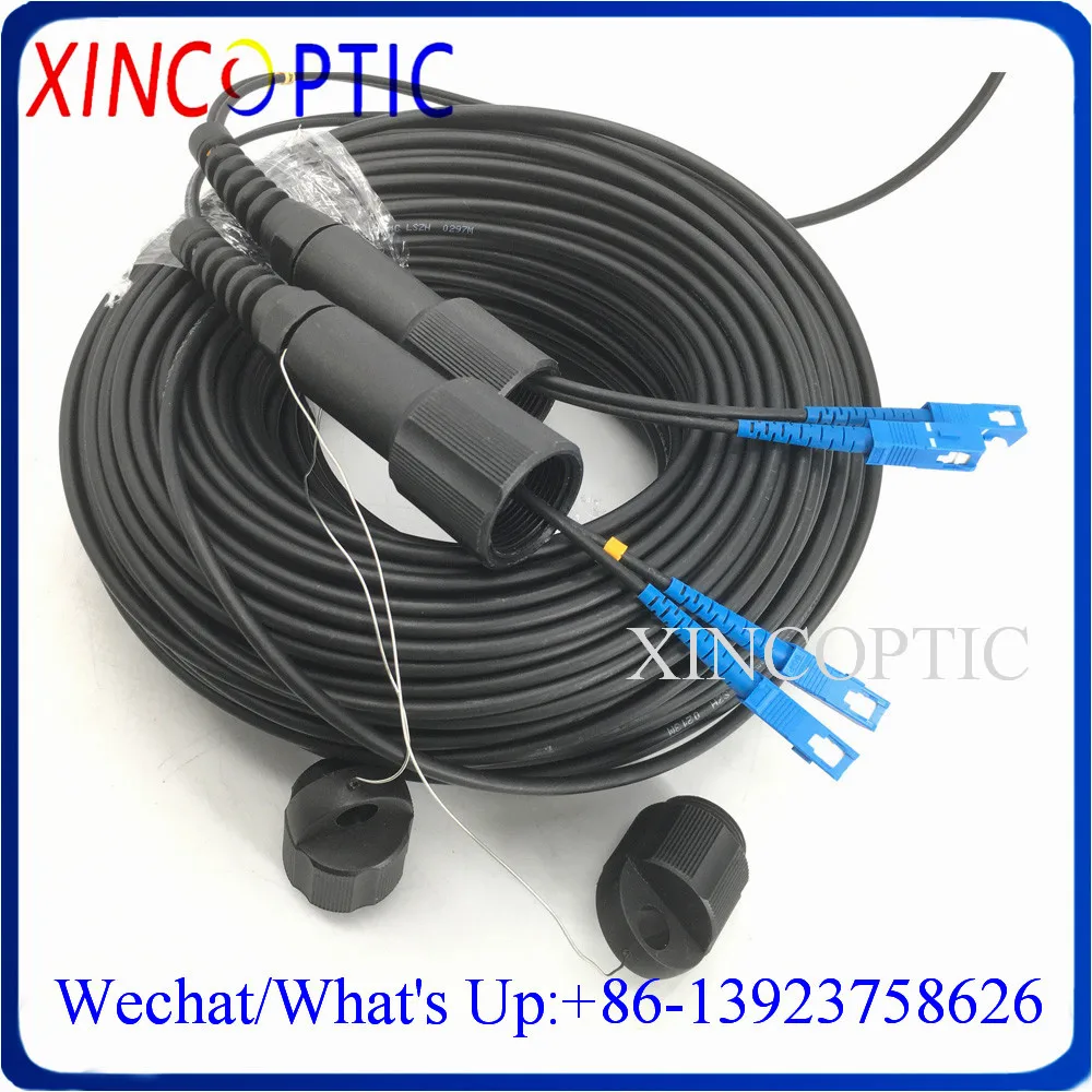 

300M 2Fiber SM Multimode OM1 OM2 OM3-150 Outdoor Waterproof PDSC UPC 3.0mm 2Core Armored Fiber Optic Patch Cord Cable Connector