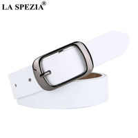 White Women Belt Cowskin Pin Buckle Genuine Leather Belts for Trousers High Quality Casual Solid Women Belt 105 110