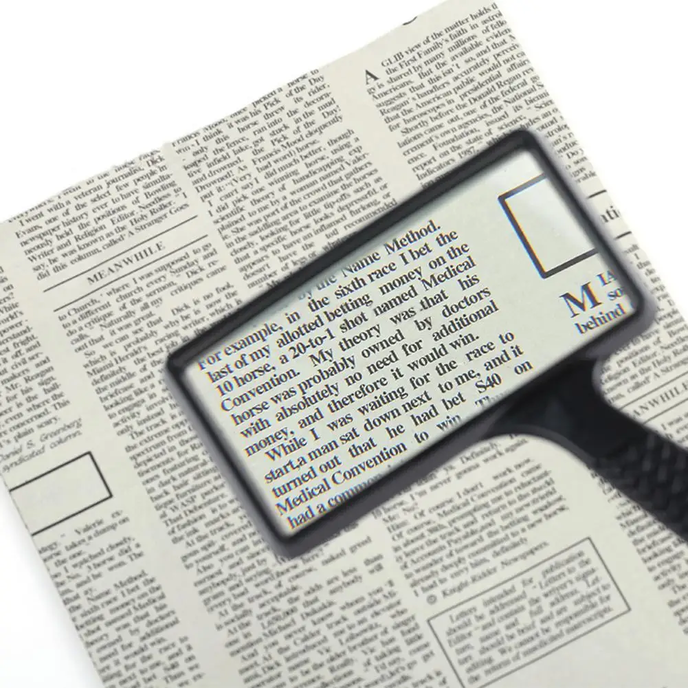 10X Handheld Square Reading Magnifier Magnifying Glass Loupe 84026 ABS+Glass Lens 10times Magnifier For Magazine Books Newspaper