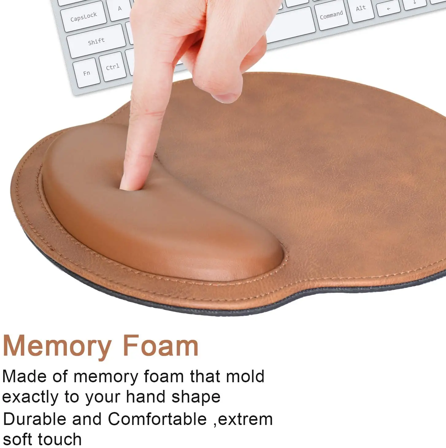 Brown Leather Mouse Pad with Wrist Rest Support  Non-Slip Base Durable Ergonomic Gaming Mousepad for office man woman computer