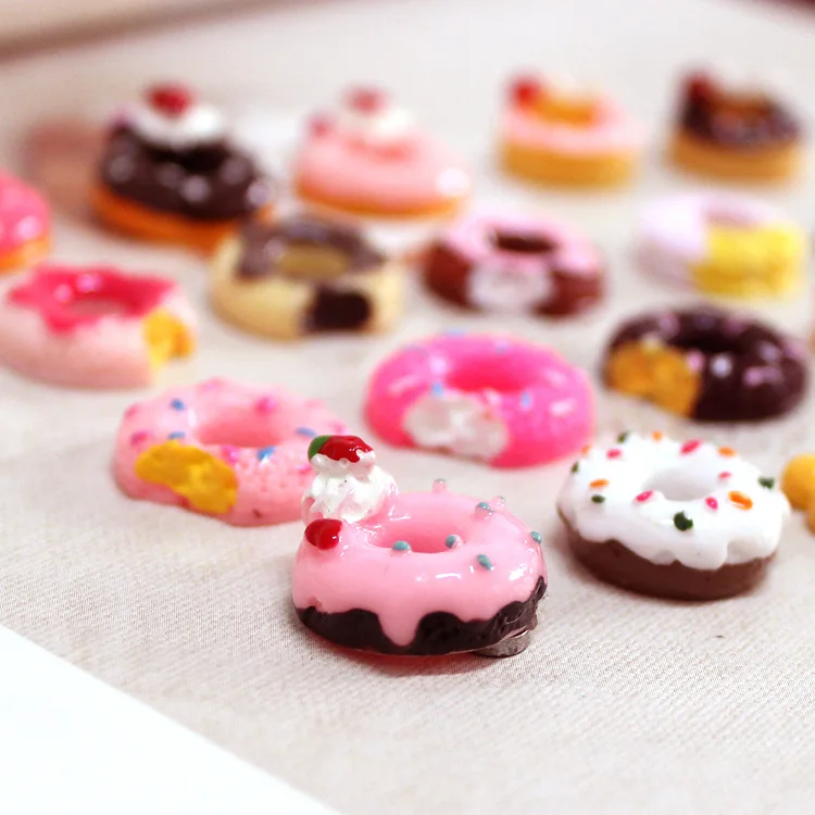 10/20PCS Resin Donut Cute Food Mininature Home Decoration DIY Craft Scrapbooking