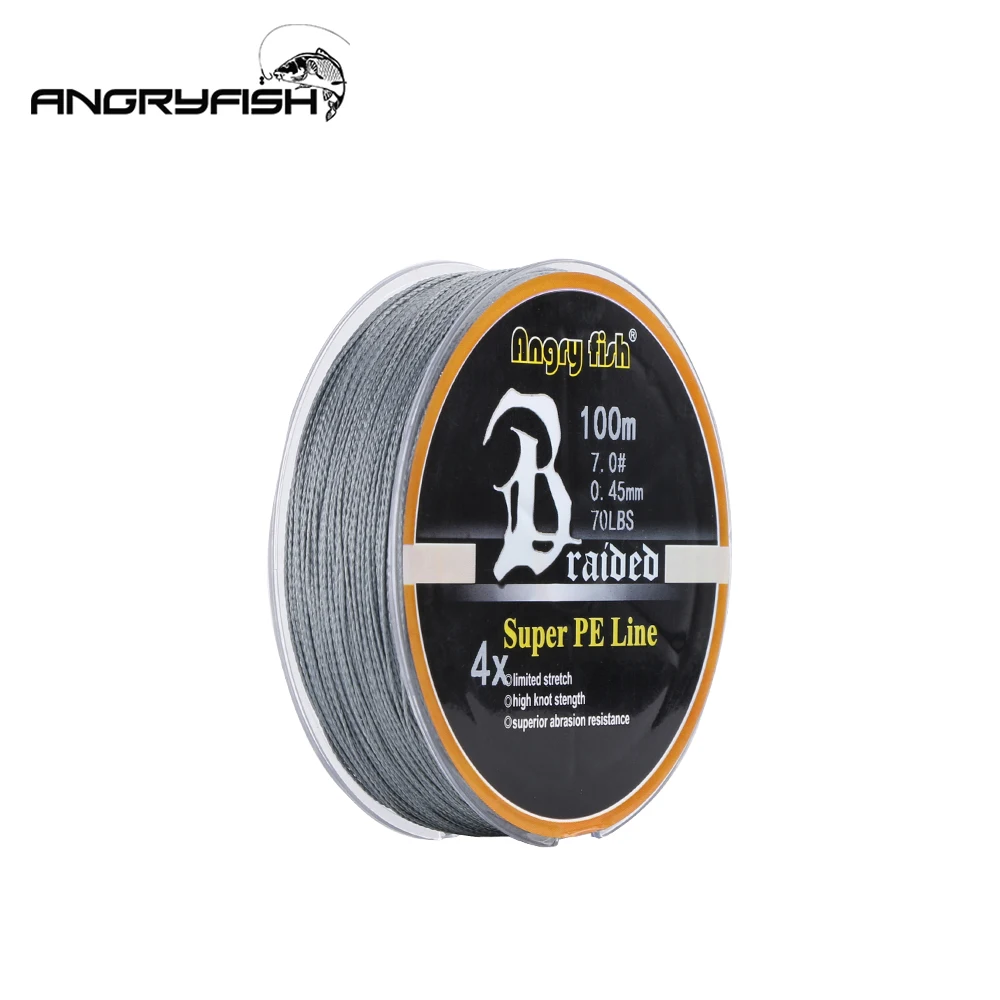 Angryfish Wear resistant 100m 4 Strands Braided Fishing Line 11 Colors Super PE Line Strong Strength Fish