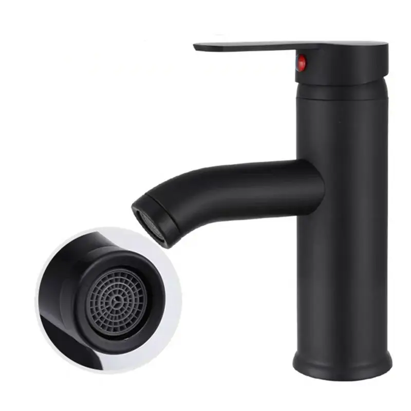 Single Handle Bathroom Basin Faucets Cold/Hot Mixer Basin Sink Tap Black