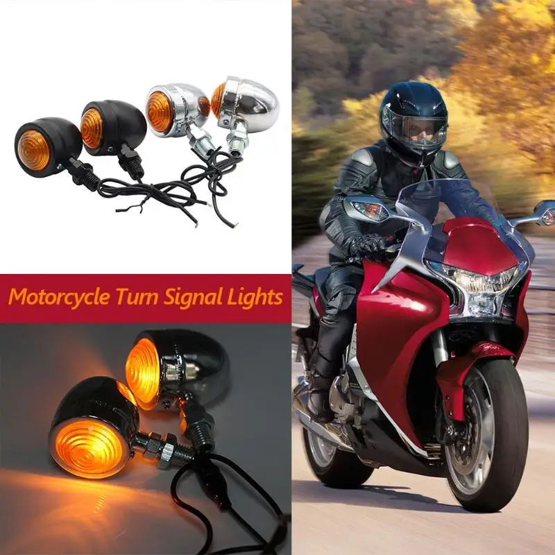 1 Pair Universal Motorcycle AMBER & Black Mini Bullet LED Turn Signals Brake Running Lights Turn Signals Indicators Hot