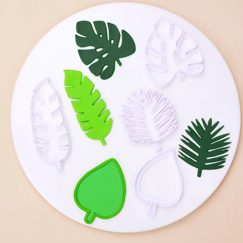 4pcs/set of Leaf Mold Clay Polymer Plant Leaf Printing Cutting Die DIY Ceramic Clay Sculpture Tropical Leaf Modeling Tool