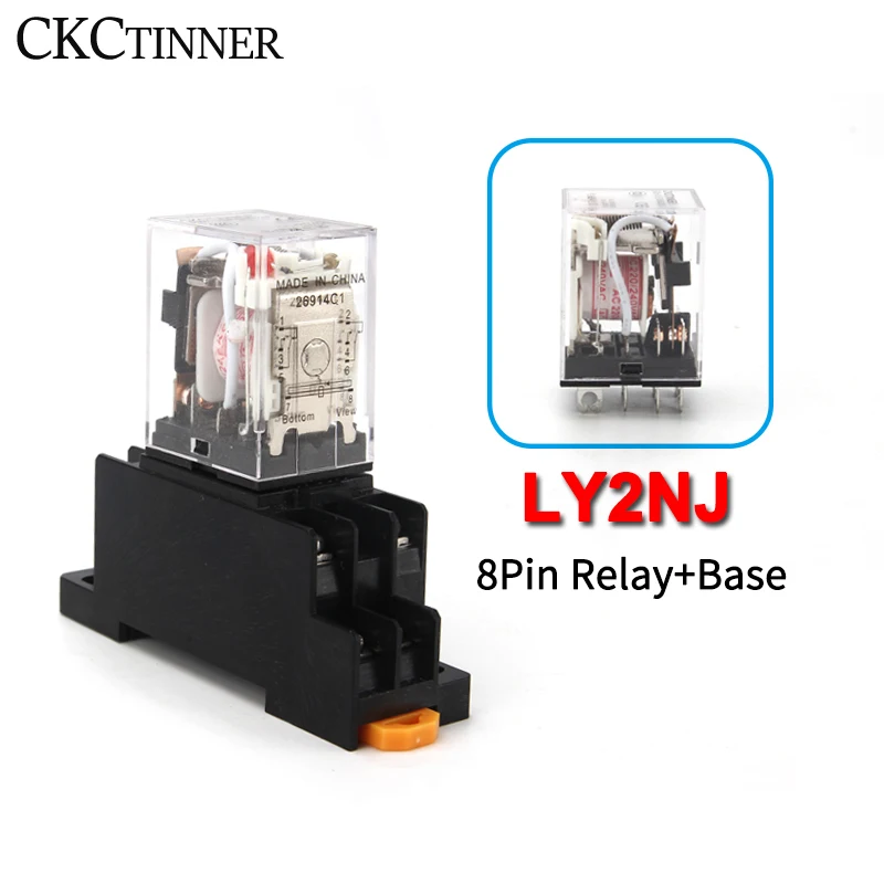 Intermediate Relay HH62P LY2NJ 10A Micro Small Electromagnetic Relay AC/DC12V24V AC110V 220V 380V With 8 pins Socket base PTF08A