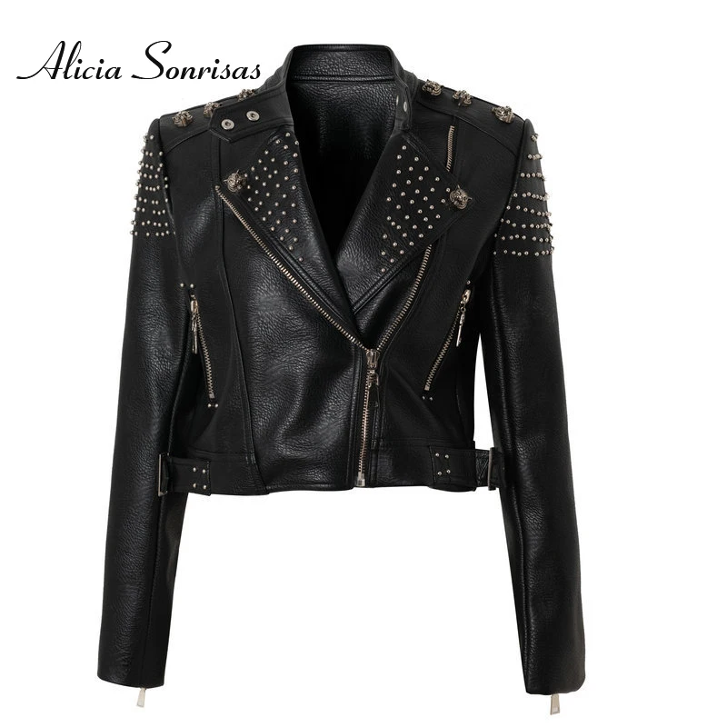 2021 Spring Autumn Fashion Personality Trend Plus Size Motorcycle Jacket Long Sleeve  All-Matching Slim-Fit Leather Coat Urban