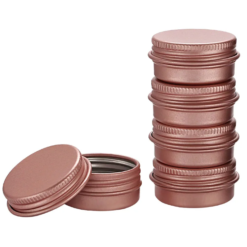 100pcs vazio rosa ouro alumínio frasco de creme 5g 10g 15g 20g 30g 50g 60g 100g pote unha arte maquiagem cosméticos latas de metal recipientes