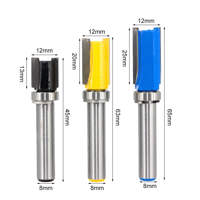 8mm 6mm Shank Flush Trim Router Bit Pattern Bit Top Bottom Bearing  Blade Template Wood Milling Cutter Carpenter