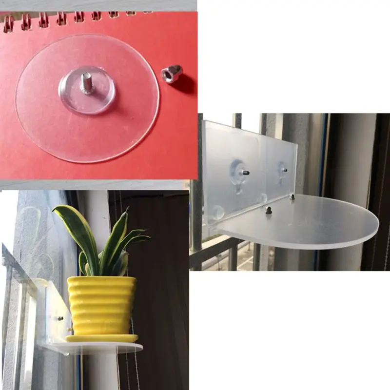 Suction Cup Window Shelf Acrylic Plant Shelf For Garden Bathroom Shelf Removable Wall Mounted Storage Shelf Rack