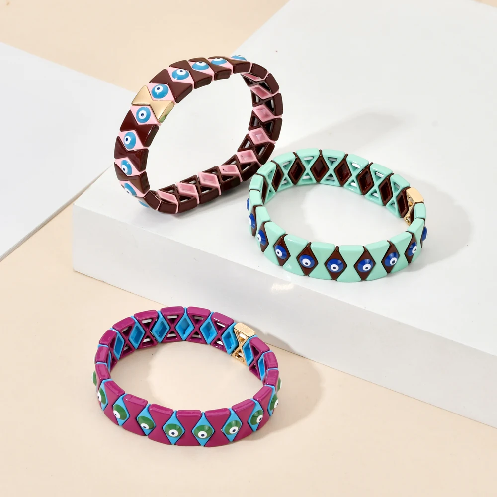 Colorful Enamel Evil Eye Beaded Bracelet Adjustable Jewelry For Women Men Bracelets Pulseras Mujer Handmade Armband