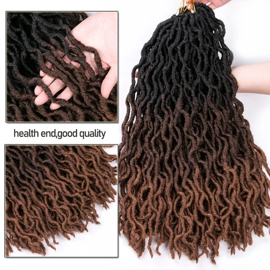 Faux Locs syntetyczne włosy plecione włosy kręcone dredy 20 Cal 24 korzenie/szt., Locs Twist warkocz z włosów Ombre rozszerzenia czarny, brązowy