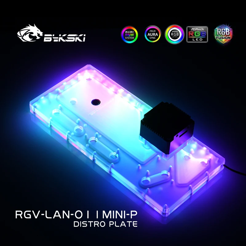Bykski Distro Plate Waterway Board Per Lian Li PC-O11 mini Case, Bykski Waterway Board Per Singolo GPU Building RGV-LAN-O11MINI-P