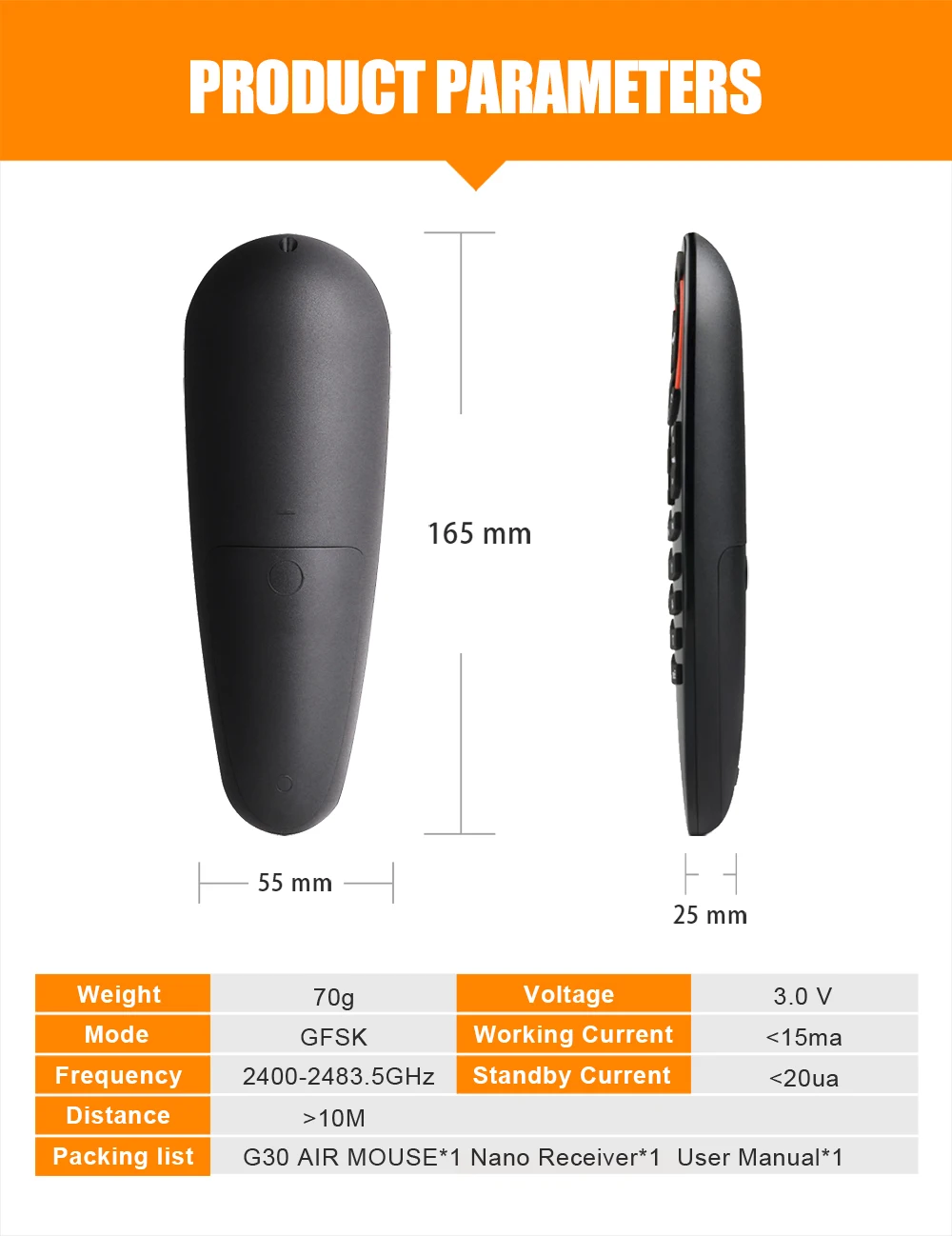 Air Mouse głosowy G30S 33 klawisze do nauki 2.4G bezprzewodowy pilot inteligentny głos dla tv box z androidem X96Q G30 PC PK G10S G50S