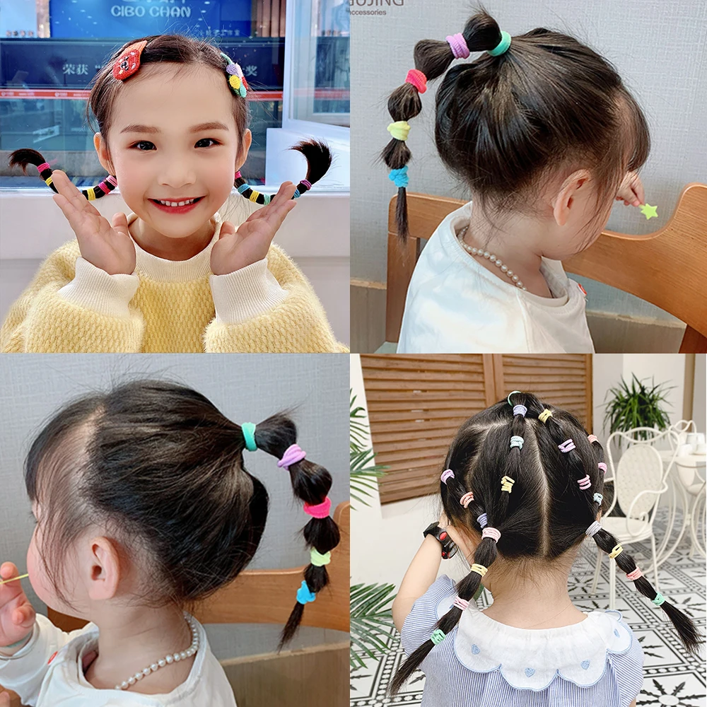 20/50/100pcs/Set Girls Hair Band Colorful Basic Simple Headband High Elastic Hair Accessories Cute Ponytail Holder Gift for Kids