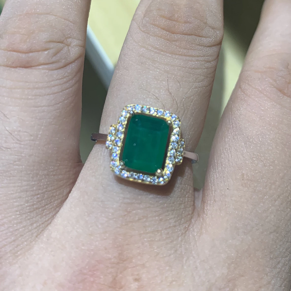 

Paraiba 925 Sterling Silver Ring Classic Temperament Unique Design Rectangle
