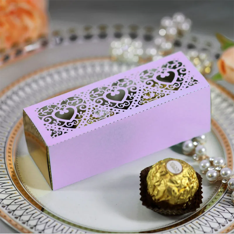 Hot Sale Gold Silver Heart Cookie Box Treat Kids Birthday Candy Box Wedding Dragees Box for Packaging Event Party Supplies