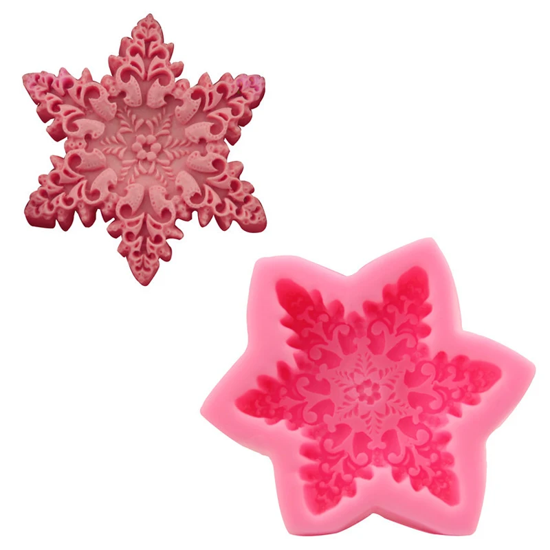 M555 Snowflake 3D Candle Soy Wax Mould Scented Soap Handmade Aromatherapy Silicone Mold Plaster Resin Clay Diy Home Decoraion