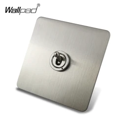 Wallpad Silver Satin Chrome 1 Gang Toggle Switch Electric Light Switch Brushed Stainless Steel Panel