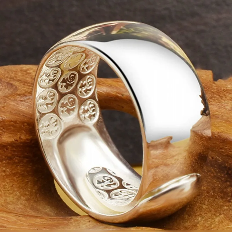 Thumb rings Wang Chunyin ring 990 smooth index alive Men exaggerated large fat silver personality