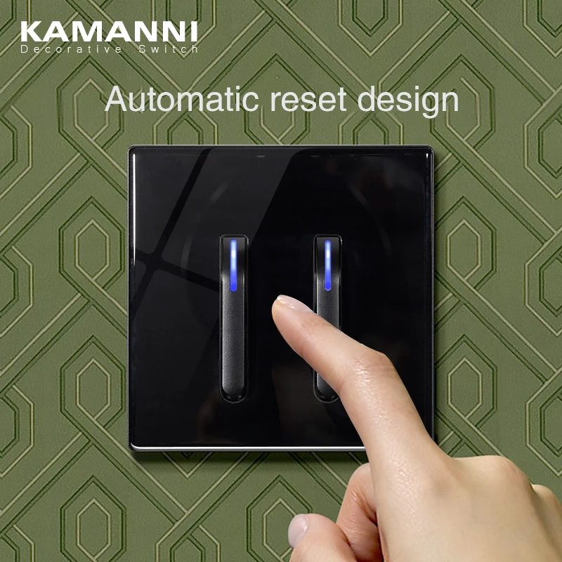 KAMANNI Luxury Light Switch LED Indicator Crystal Tempered Glass Piano Key Model Design Button Wall Switch And Socket With USB