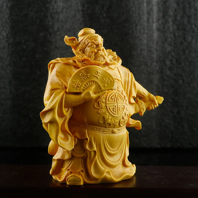 

XS424- 10 CM Tall Zhong Kui Boxwood Sculpture Chinese Mythology Traditional Figure Wood Carving Statue Lucky Home Decor