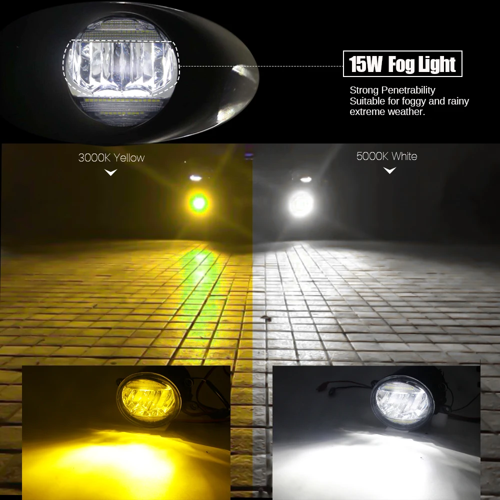 2in1 Car LED Fog Light Assembly + DRL Daytime Running Lamp 12V For Toyota Corolla Tacoma Camry Prius Sienna Tundra Estima Avalon