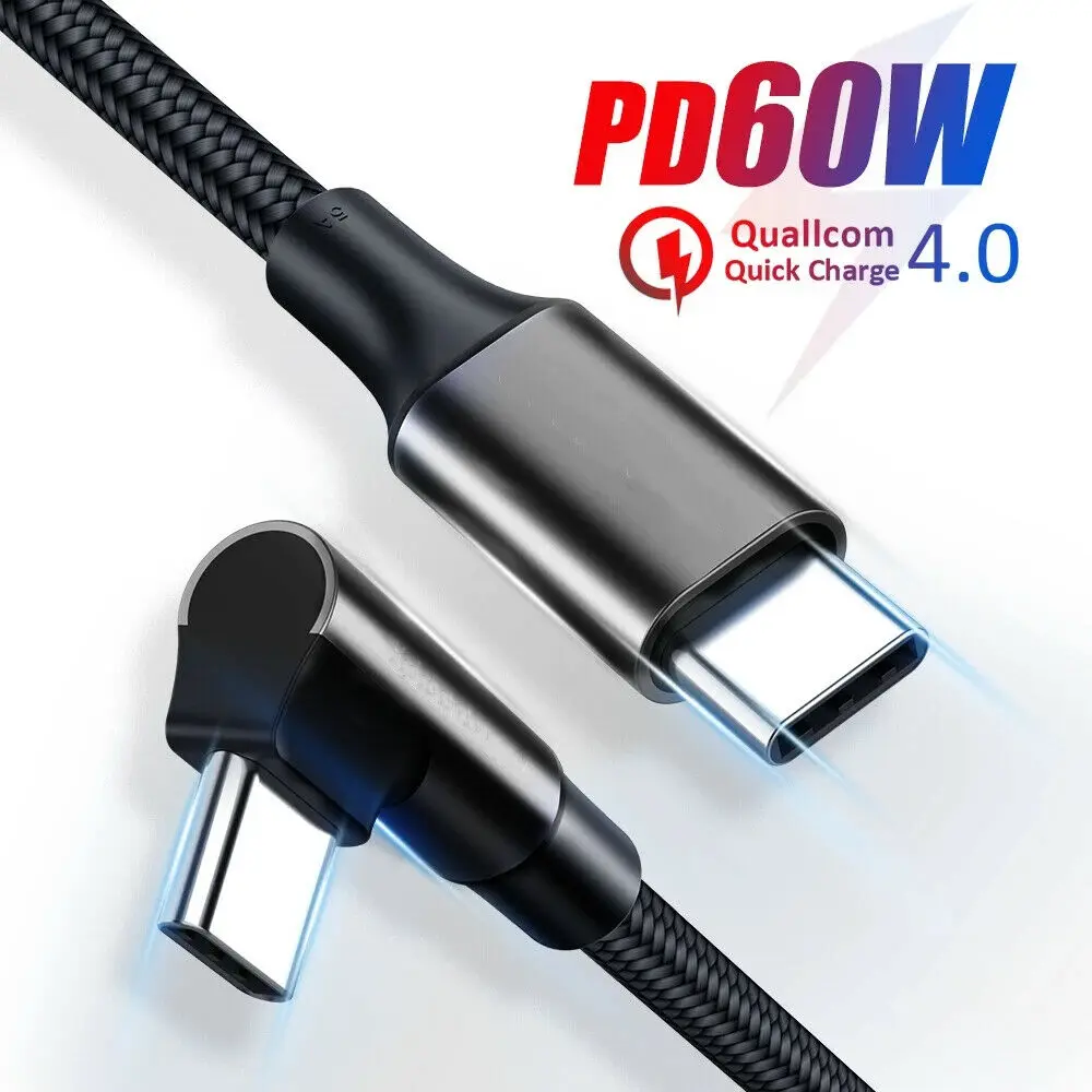 

Зарядное устройство с разъемом USB Type C на USB C, кабель PD для Samsung, Huawei, Xiaomi, Redmi, Macbook, 90 градусов, 0,5 м, 1 м, 2 м, 3 м, 3 А