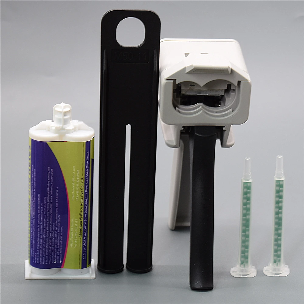 Adesivi epossidici 50ml colla strutturale 1:1 colle AB trasparenti 2 pezzi ugelli di miscelazione statica con 50ml 1:1 pistola per colla Dispenser manuale