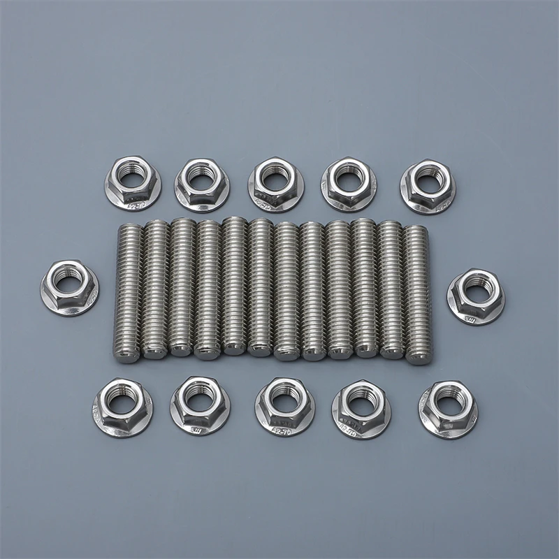 Exhaust Manifold Stainless Stud Serrated Flange Nuts Kit for 1989 - 2019 5.9l & 6.7l Cummins Turbo Diesel