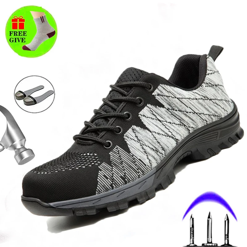 Work Safety Shoes Men Boots Fashion Work Sneakers Male Shoes Adult Work Boots Steel Toe Shoes Indestructible Men Safety Boots