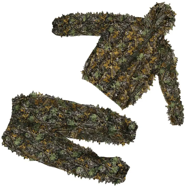 Hunting clothes New 3D maple leaf Bionic Ghillie Suits Yowie sniper birdwatch airsoft Camouflage Clothing jacket and pants