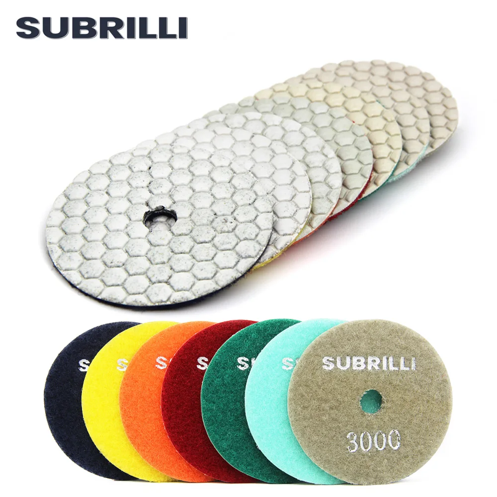 Subrilli 3 "diamante almofada de polimento seco/molhado disco abrasivo polonês roda para concreto pedra mármore granito 80mm polimento buff ferramenta