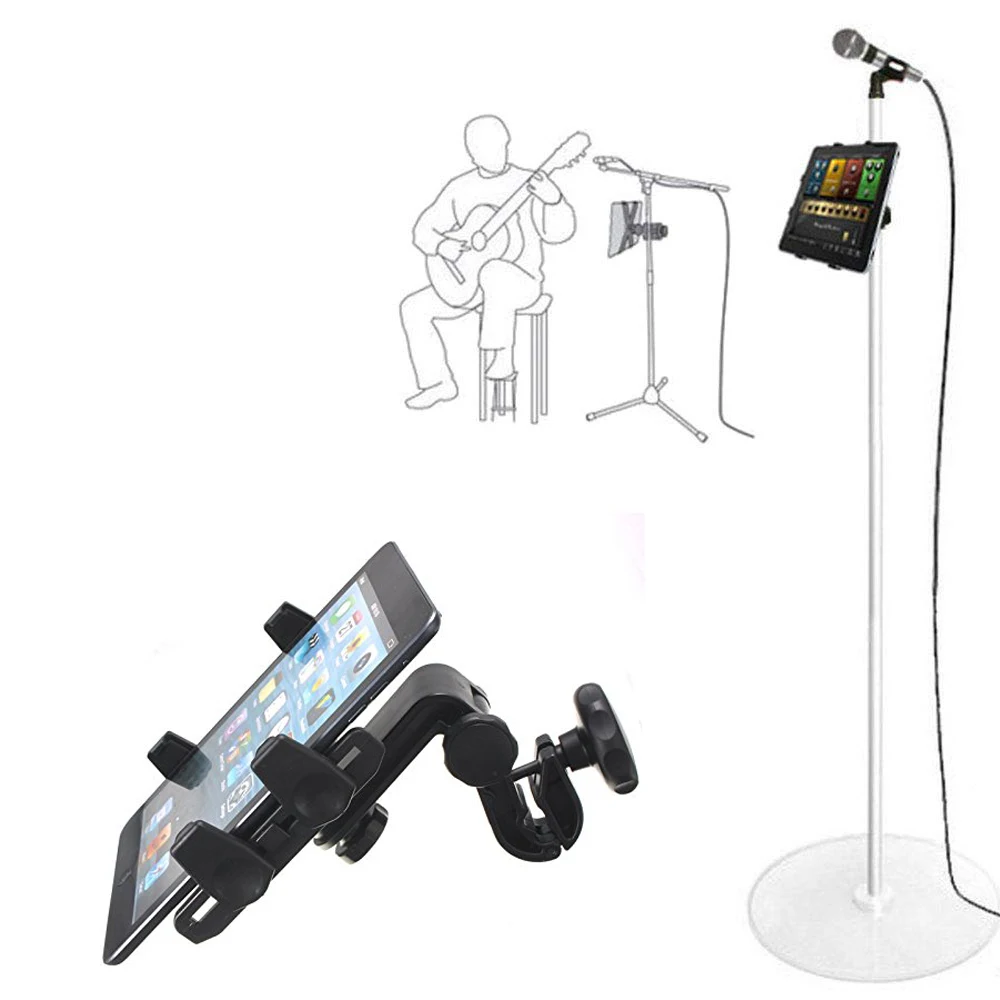 tablet holder for Microphone stand ABC plastic mobile phone mount for Apple Ipad for Iphone 4.5-12.9\'\' ereader kindle car mount