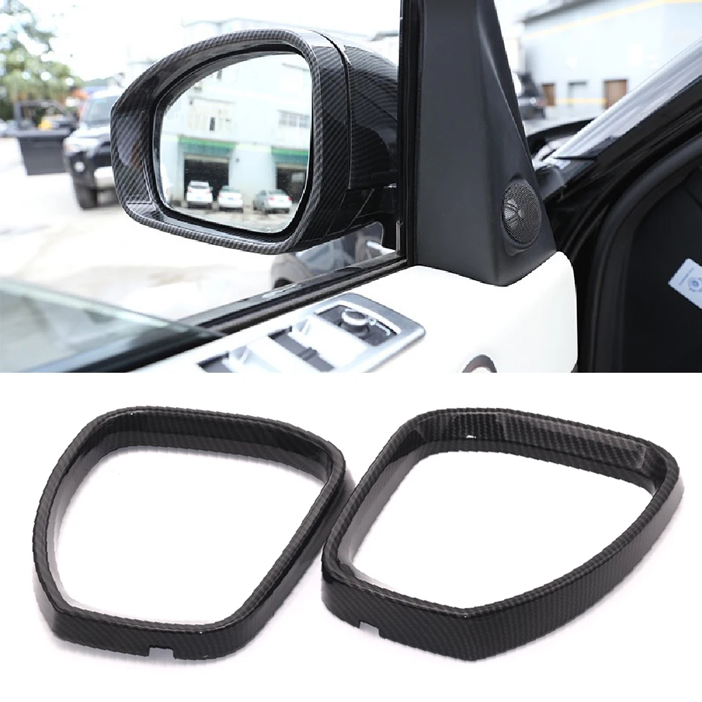 

2x Door Rearview Mirror Guard Eyebrow Frame Carbon Fiber Cover Trim Fit For Land Rover Discovery 4 2014-2016 Range Rover Sport