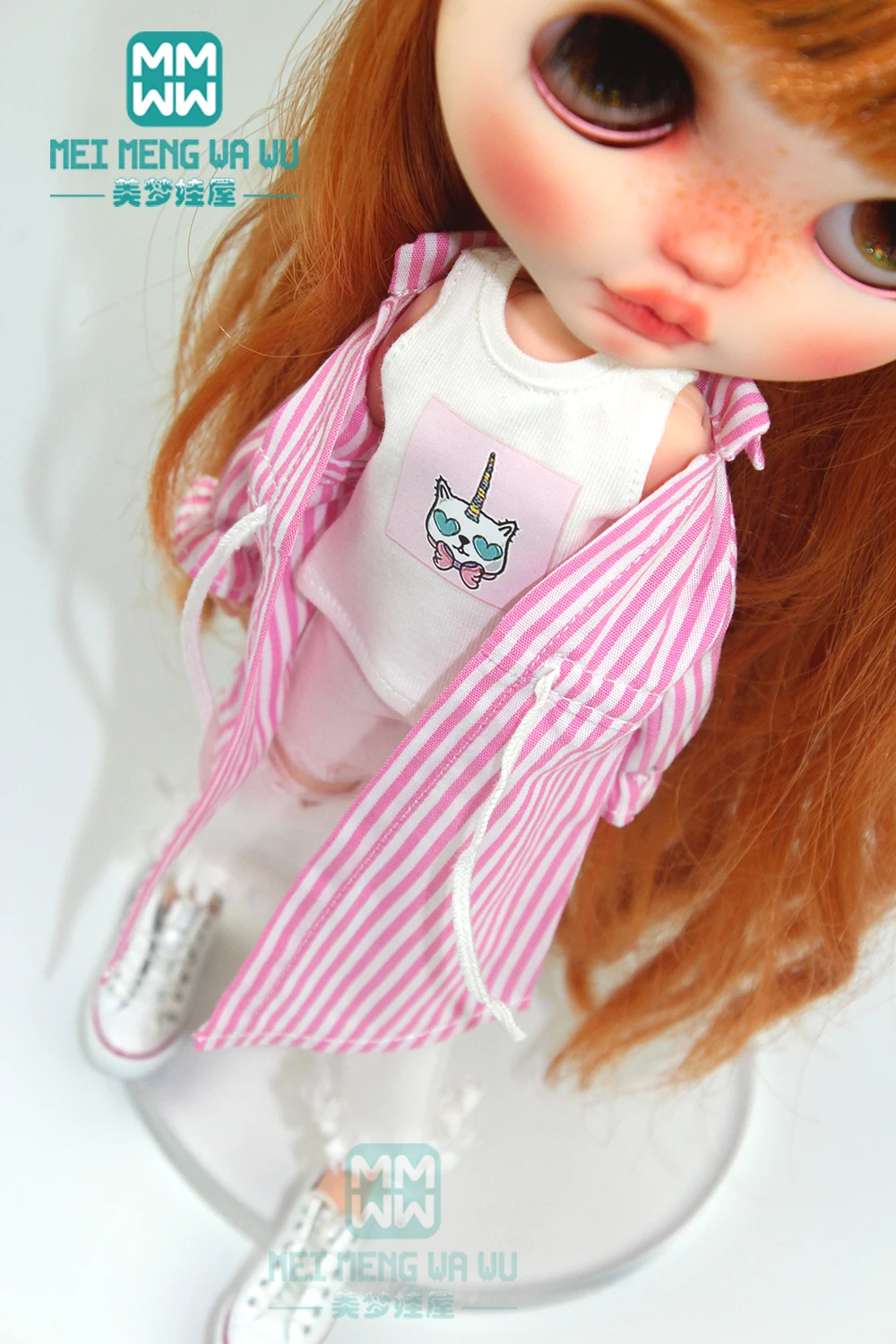 

1PCS Blyth Doll Clothes fashion striped shirt, T-shirt, shorts for 28-30cm Blyth Azone OB22 OB24 doll