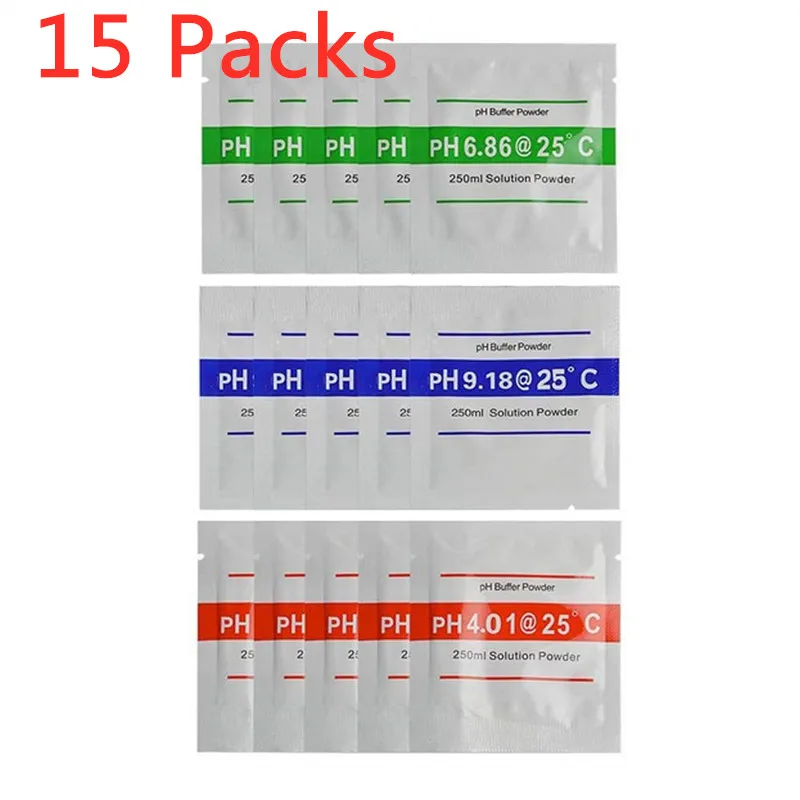 Lot 4.01 6.86 9.18 Ponto de Calibração do Medidor de ph ph Solução de Calibração de Tampão de pó para Medidor de Teste de ph 15 Pcs