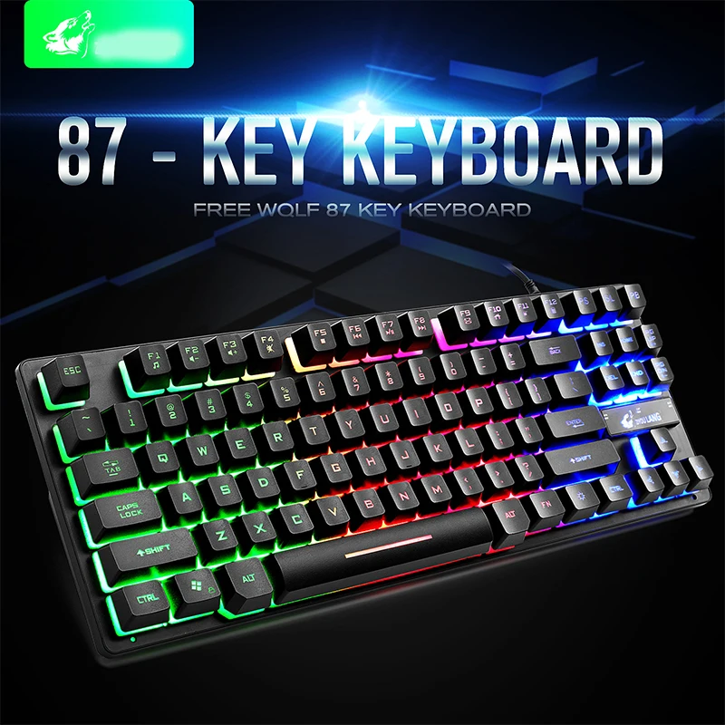 

Wired Gamer Keyboard 87Keys USB Ergonomic Backlit Gaming Keyboards Waterproof For Laptop Computer Desktop Tablet PC