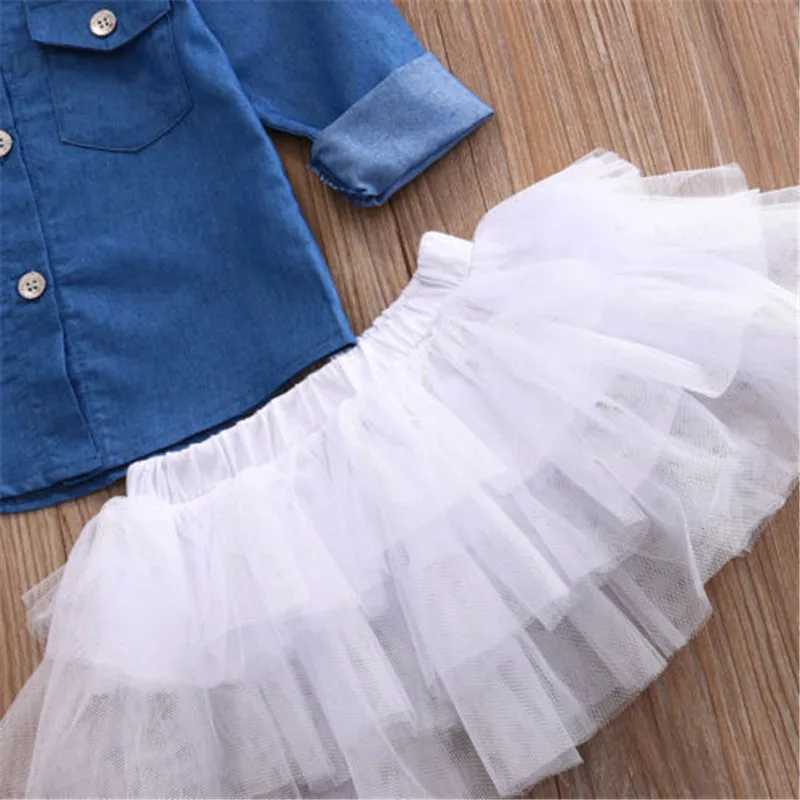 Babys Girls Clothes Sets Cotton Top Long Sleeve T-shirt +Lace Tutu Skirt +Headband Outfit Kid Spring Autumn 3 Piece Set